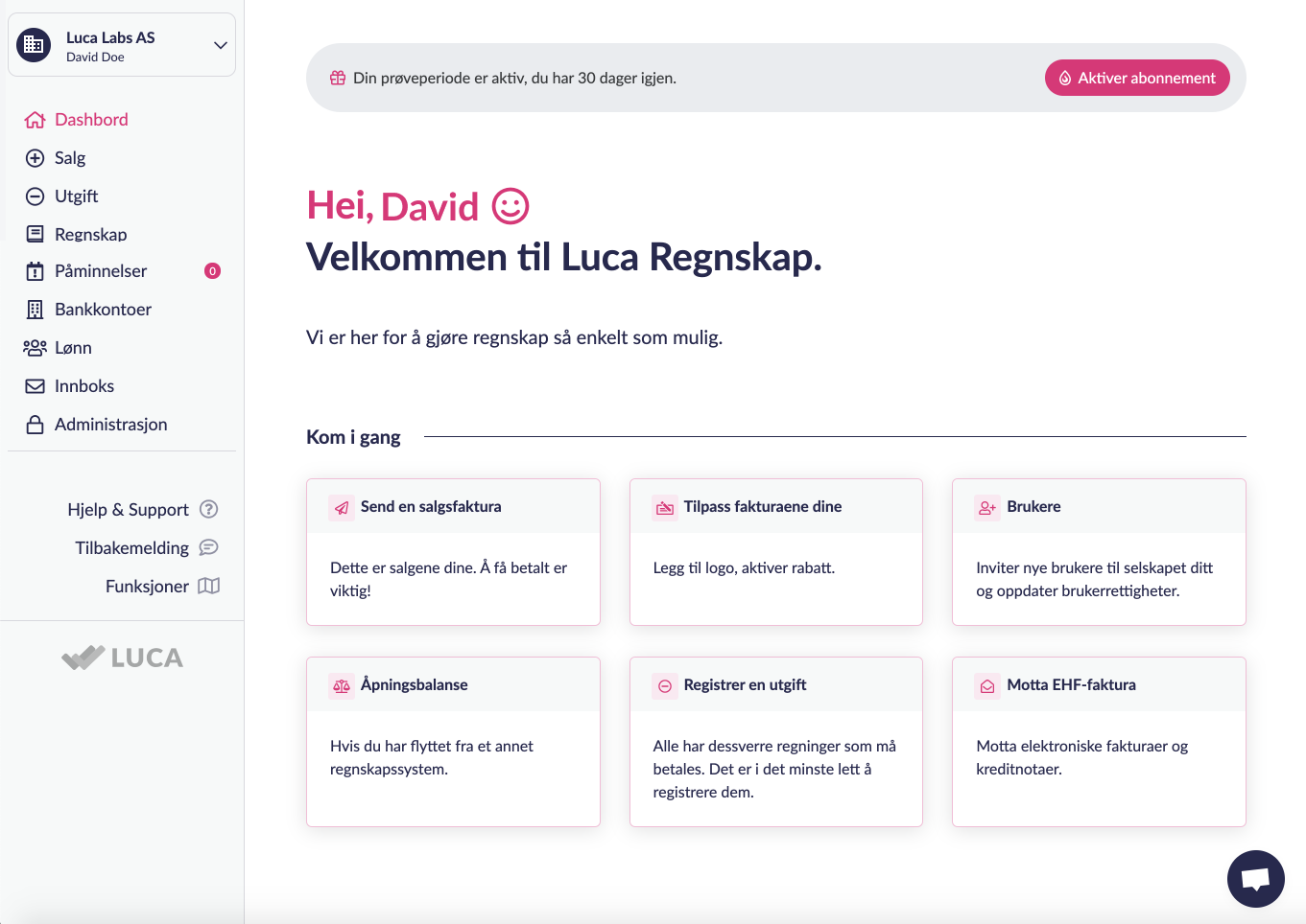 Skjermbilde av Luca Regnskap